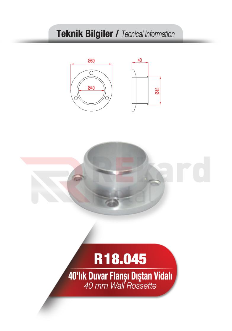 Rekard Metal | R18.045 404'lık Duvar Flanşı Dıştan Vidalı