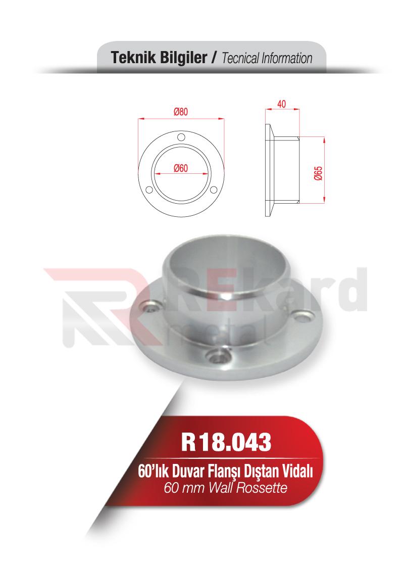 Rekard Metal | R18.043 60'lı Duvar Flanşı Dıştan Vidalı