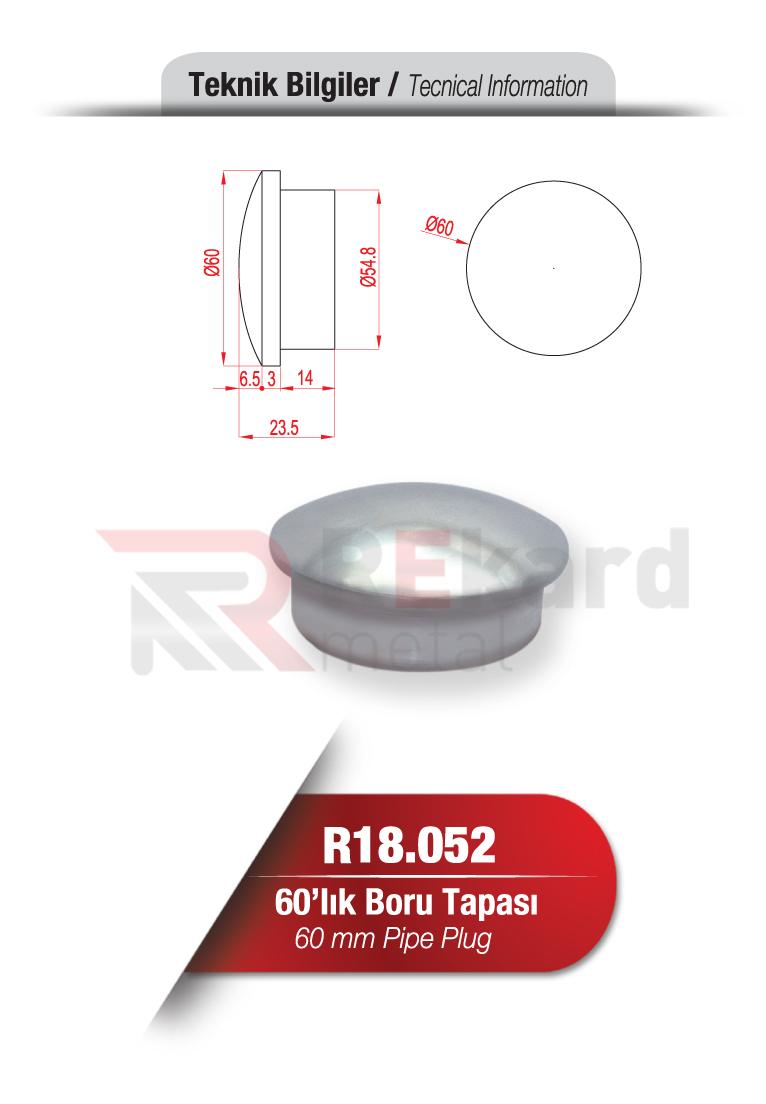 Rekard Metal | R18.052 60'lık Boru Tapası