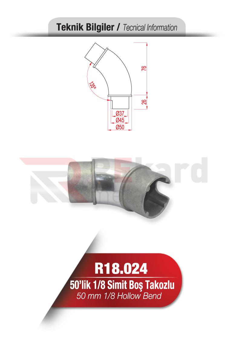 Rekard Metal | R18.024 50'lik 1/8 Simit Boş Takozlu