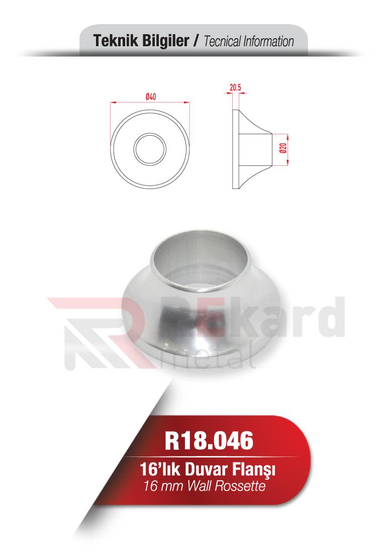 Rekard Metal | R18.046 16'lık Duvar Flanşı